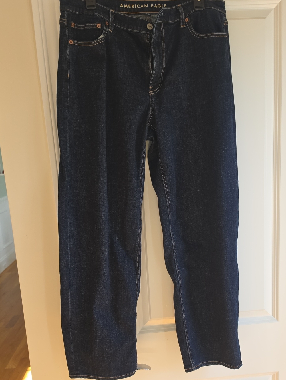 American Eagle Women's Dark Indigo Barrel Jeans Size 12 Long